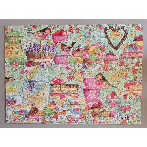 Ceaco Birds and Blooms Tea Party 1000 pc Helz Cuppleditch *1 pc missing* - Picture 4 of 5
